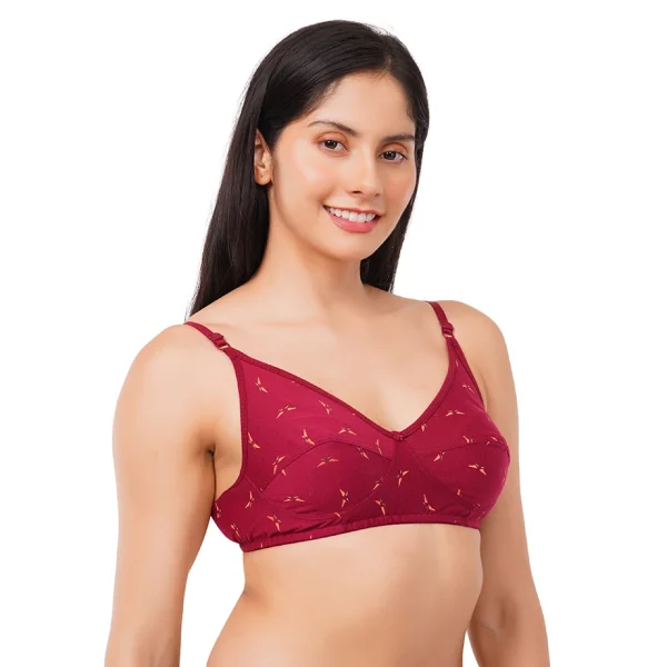 Fiore Full Coverage Non Paded Butterfly Print Bra (Pack of 1) - Maroon - Image 4
