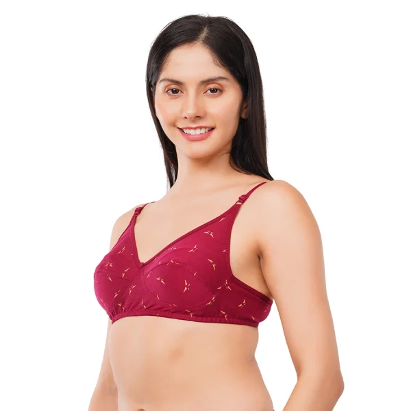 Fiore Full Coverage Non Paded Butterfly Print Bra (Pack of 1) - Maroon - Image 5
