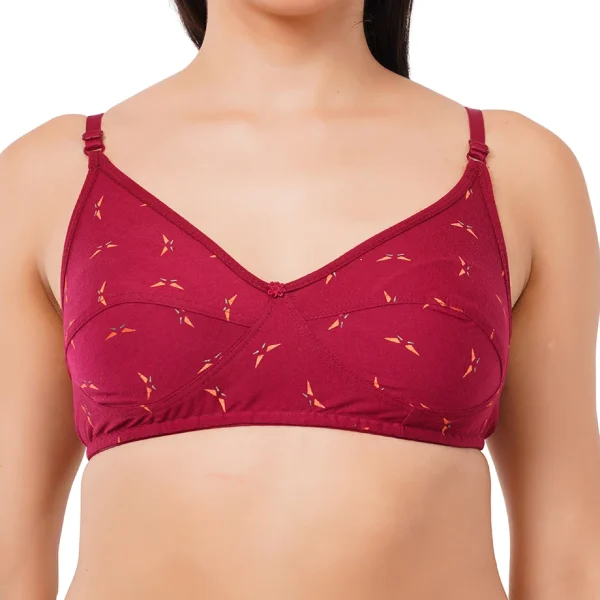 Fiore Full Coverage Non Paded Butterfly Print Bra (Pack of 1) - Maroon - Image 2