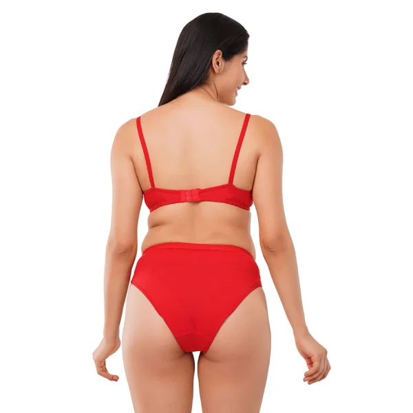 Fiore Cotton Lingerie Set (Pack of 1) - Red - Image 2