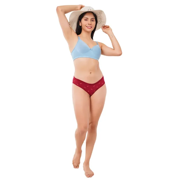 Fiore Buttefly Medium Waist Panty (Pack of 3) - Maroon - Image 6