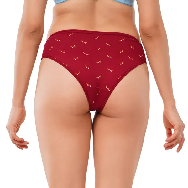 Fiore Buttefly Medium Waist Panty (Pack of 3) - Maroon - Image 4