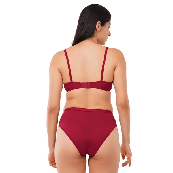 Fiore Cotton Lingerie Set (Pack of 1) - Maroon - Image 4