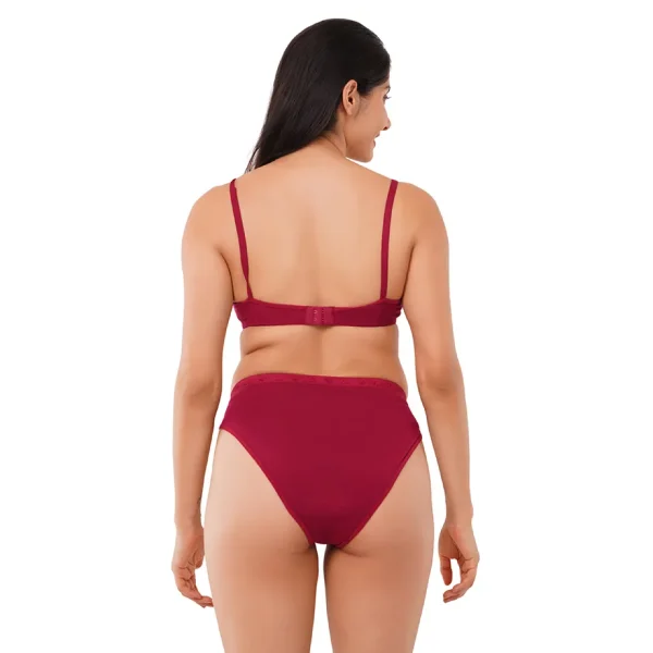 Fiore Cotton Lingerie Set (Pack of 1) - Maroon - Image 4