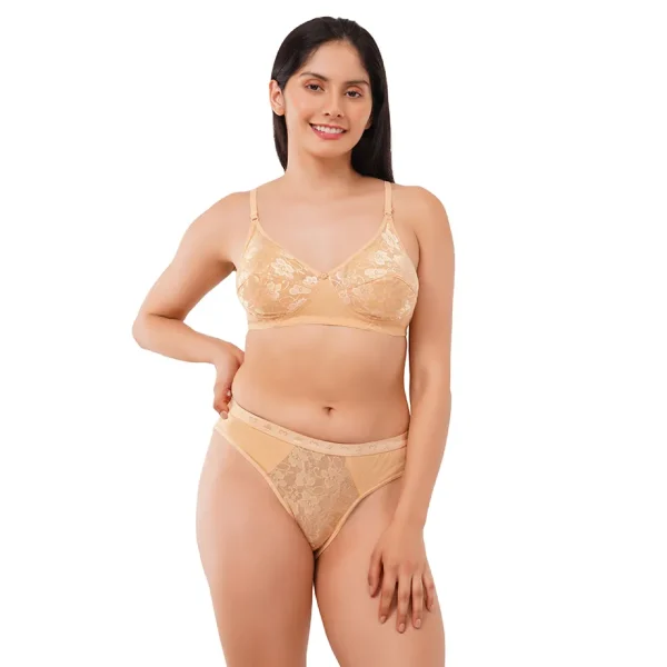 Fiore Cotton Lingerie Set (Pack of 1) - Beige - Image 4