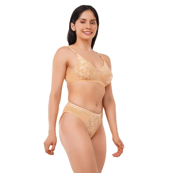 Fiore Cotton Lingerie Set (Pack of 1) - Beige - Image 3