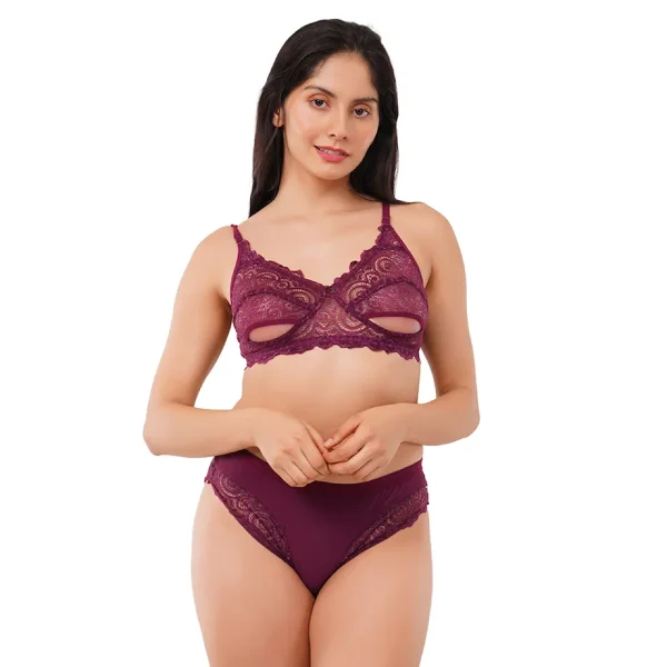 Fiore Cotton Lingerie Set (Pack of 1) - Purple - Image 2