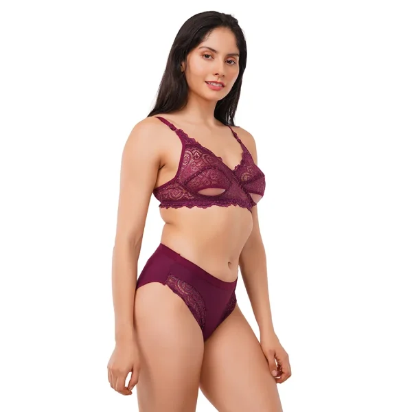 Fiore Cotton Lingerie Set (Pack of 1) - Purple - Image 4