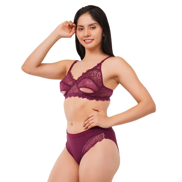 Fiore Cotton Lingerie Set (Pack of 1) - Purple - Image 5