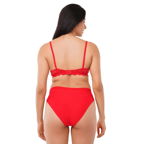 Fiore Cotton Lingerie Set (Pack of 1) - Red - Image 3