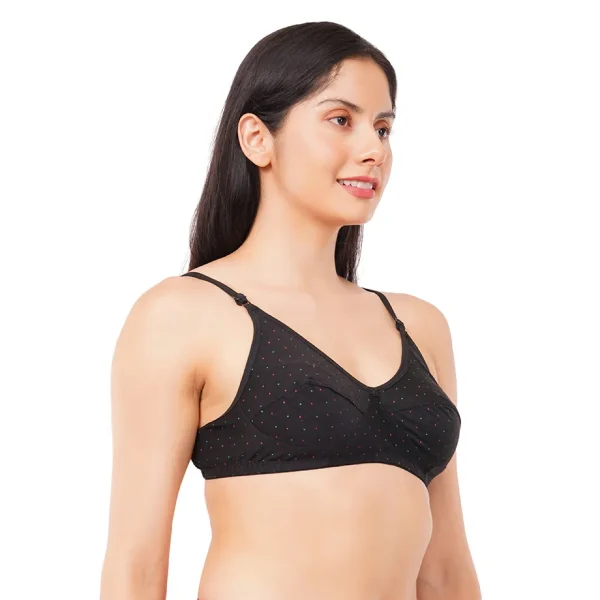 Fiore Full Coverage Non Paded Dot Print Bra (Pack of 1) - Black - Image 2