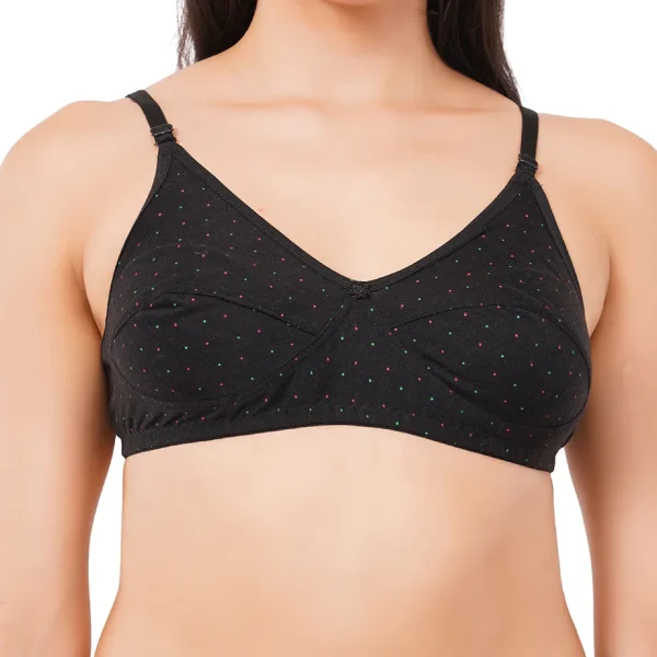 Fiore Full Coverage Non Paded Dot Print Bra (Pack of 1) - Black - Image 4