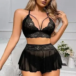 Fiore Nylon Bikini Set (Pack of 1) – Black