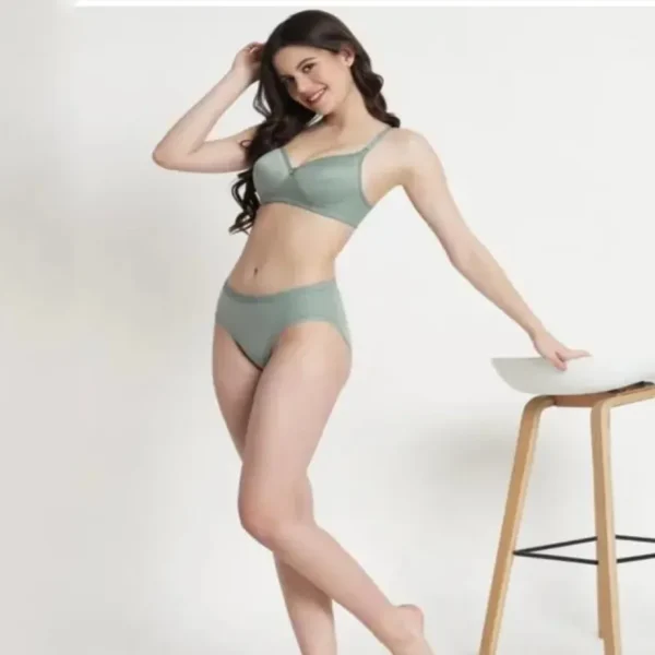 Fiore Cotton Lingerie Set - Pack of 3 (Green, Pink & Blue) - Image 3