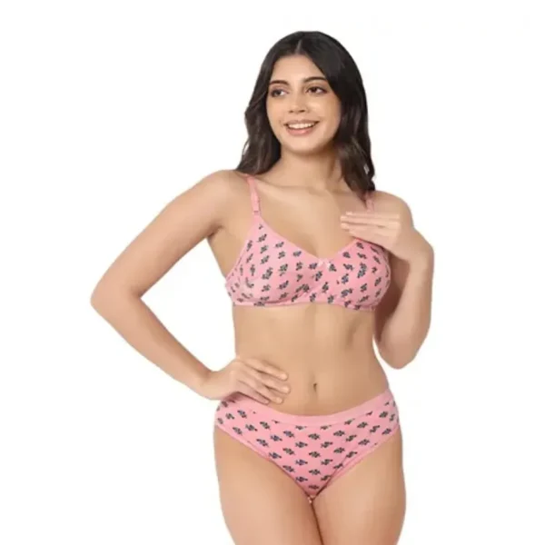 Fiore Cotton Lingerie Set - Pack of 3 (Peach, Blue & Mauve) - Image 2