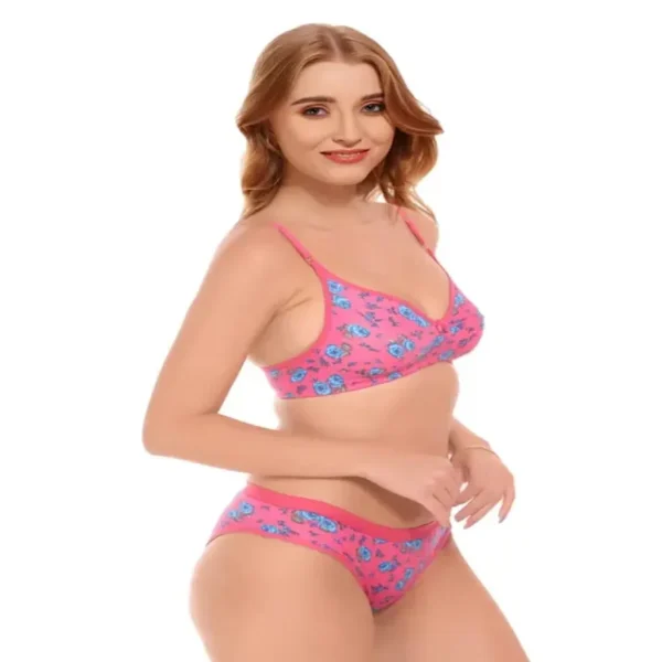 Fiore Cotton Lingerie Set - Pack of 3 (Yellow, Pink & Blue) - Image 3