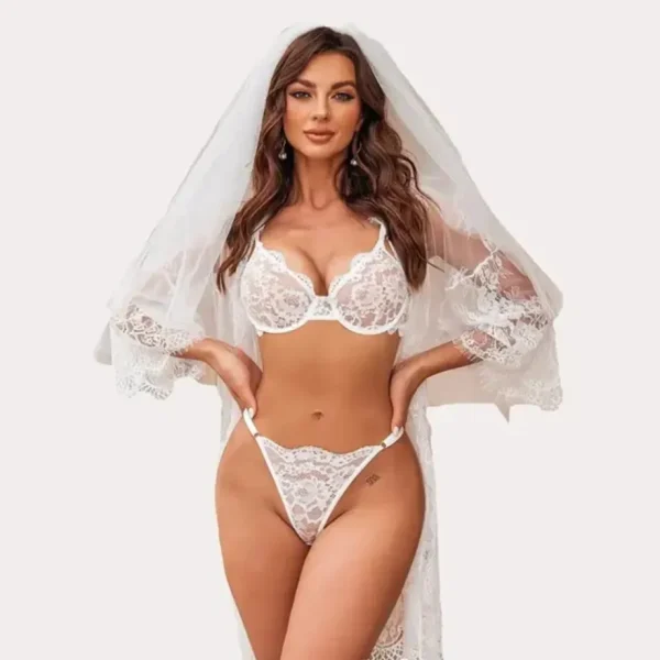 Fiore Floral Lace Bikini Set (Pack of 1) – White - Image 2